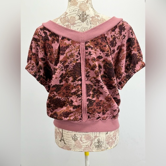 PILCRO Muted Pink floral print double-V top size S - Picture 7 of 15